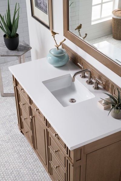 48″ James Martin Bristol 157-V48-WW-3WZ Vanity Cabinet White Zeus Silestone Top
