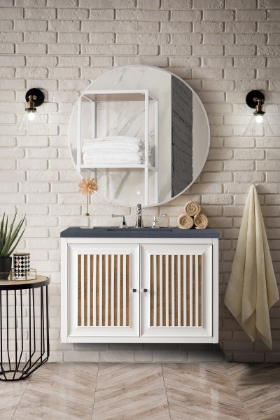36″ James Martin Athens E645-V36-GW-3CSP Vanity Cabinet Charcoal Soapstone Top