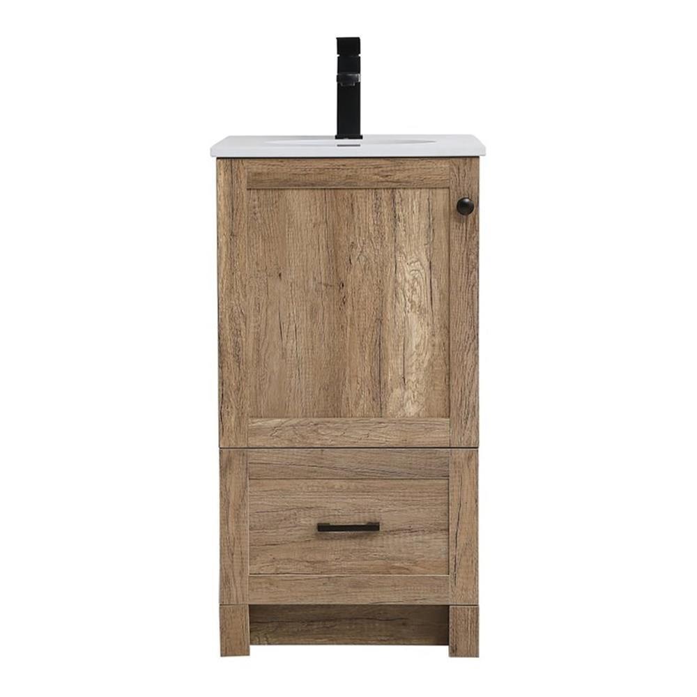 Elegant Decor Soma 18″ Steel MDF Stone Single Bathroom Vanity in Natural Oak