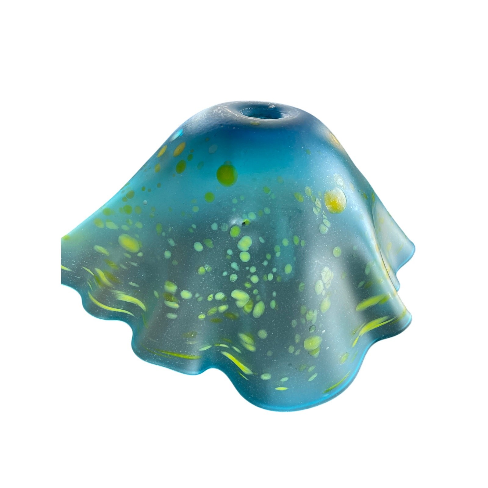 Sink Art Glass Vessel Turquoise Lime Green Swirl Hand Blown Bathroom Basin 22″