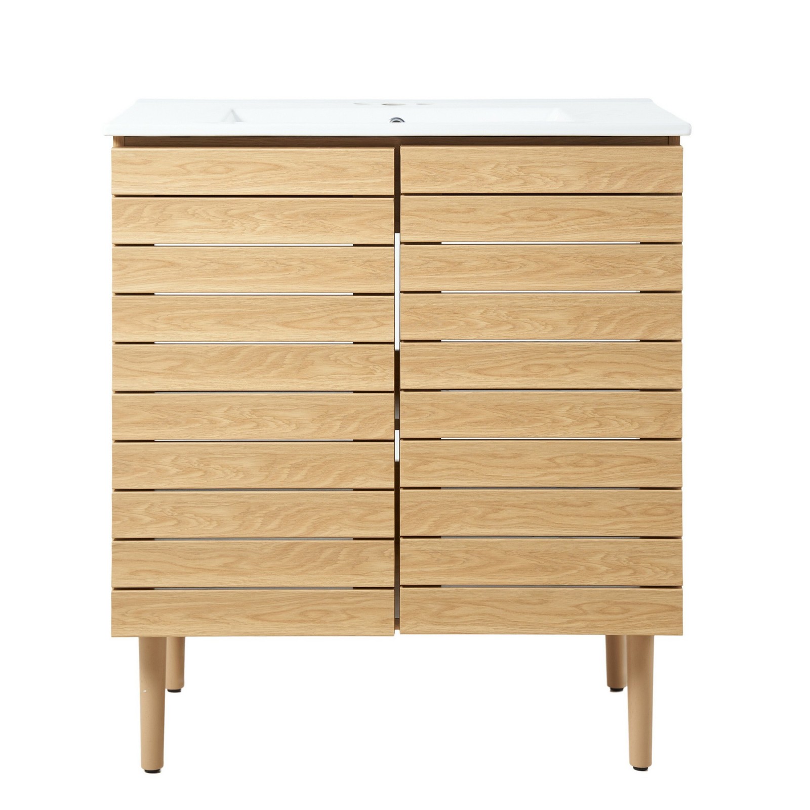 Aubert 30 in. W x 18 in. D x 33 in. H Thick Linear Slat Modern Farmhouse 2-Shelf