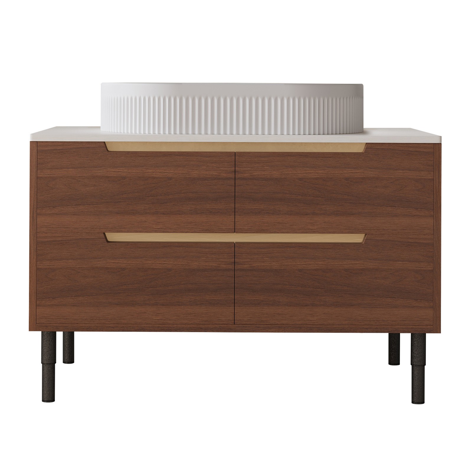 Bathroom Vanity w/Ceramic Integrated Sink, Storage Cabinet w/Soft-Close Drawers