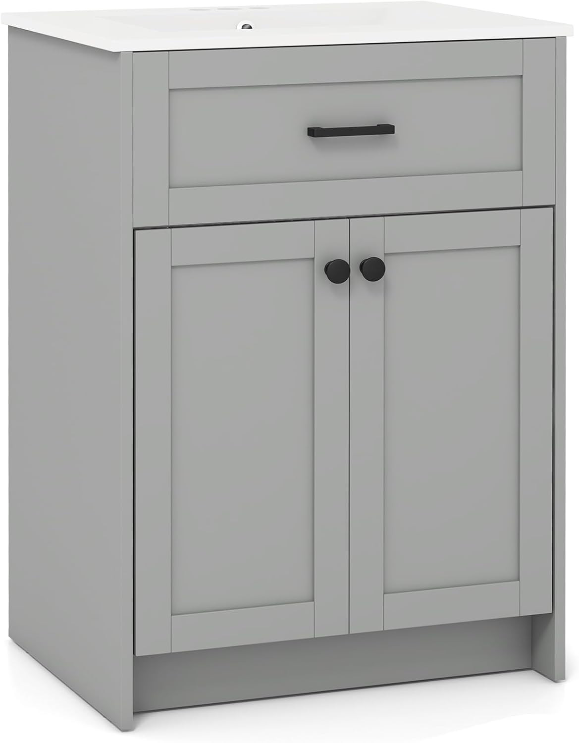 Modern 24” Bathroom Vanity with Undermount Sink & Storage Cabinet Combo