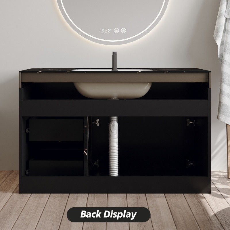 35.4in Bathroom Vanity w/Ceramic Sink Wall Mount Floating Cabinet for Small Room