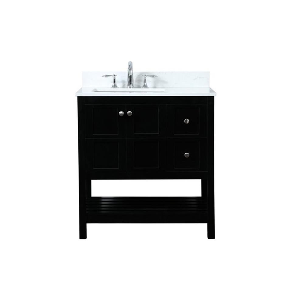 Elegant Decor Theo 32″ MDF Single Bathroom Vanity with Backsplash in Black