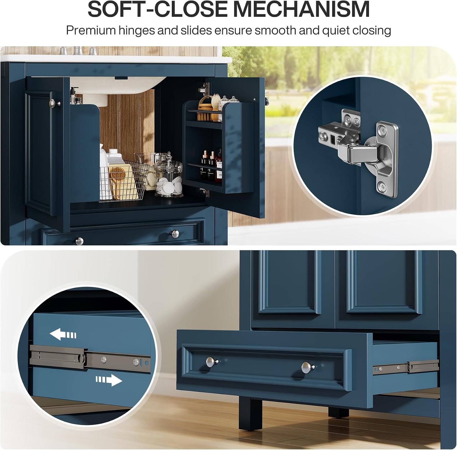 30” Bathroom Vanity with Sink Combo Bathroom Cabinet with 2 Doors and 1 Drawer
