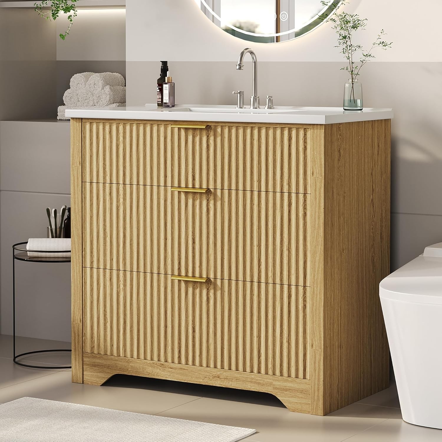 Garvee 30″ Bathroom Vanity with Sink,Bathroom Sink Cabinet with 2 Drawers New