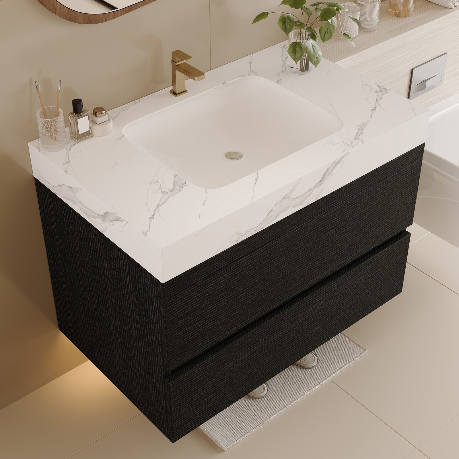 29.9″ Floating Bathroom Vanity with Sink, Wall-Mounted for Small Bathrooms