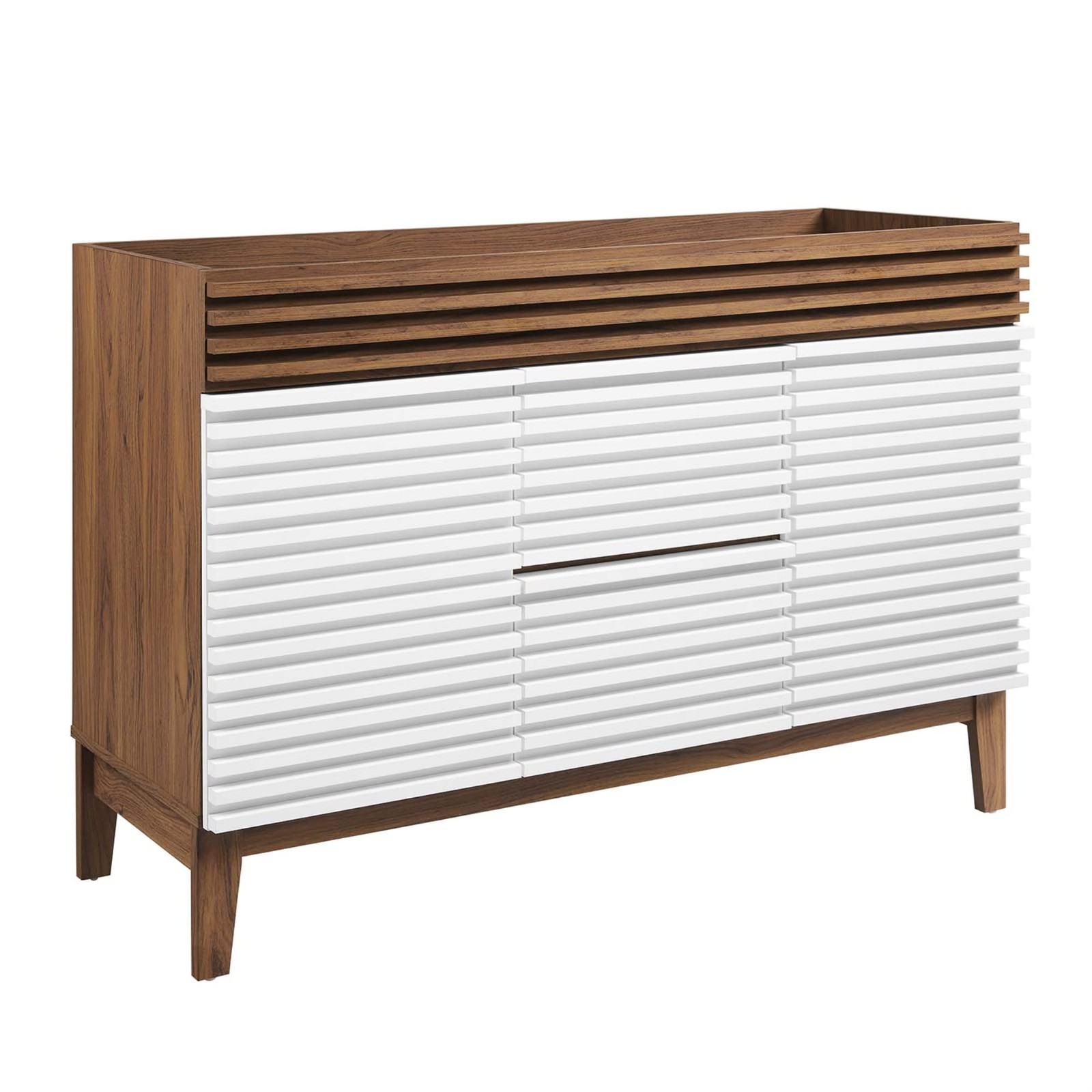 Modway Render 47″ MDF and Particleboard Bathroom Vanity Cabinet in White/Walnut