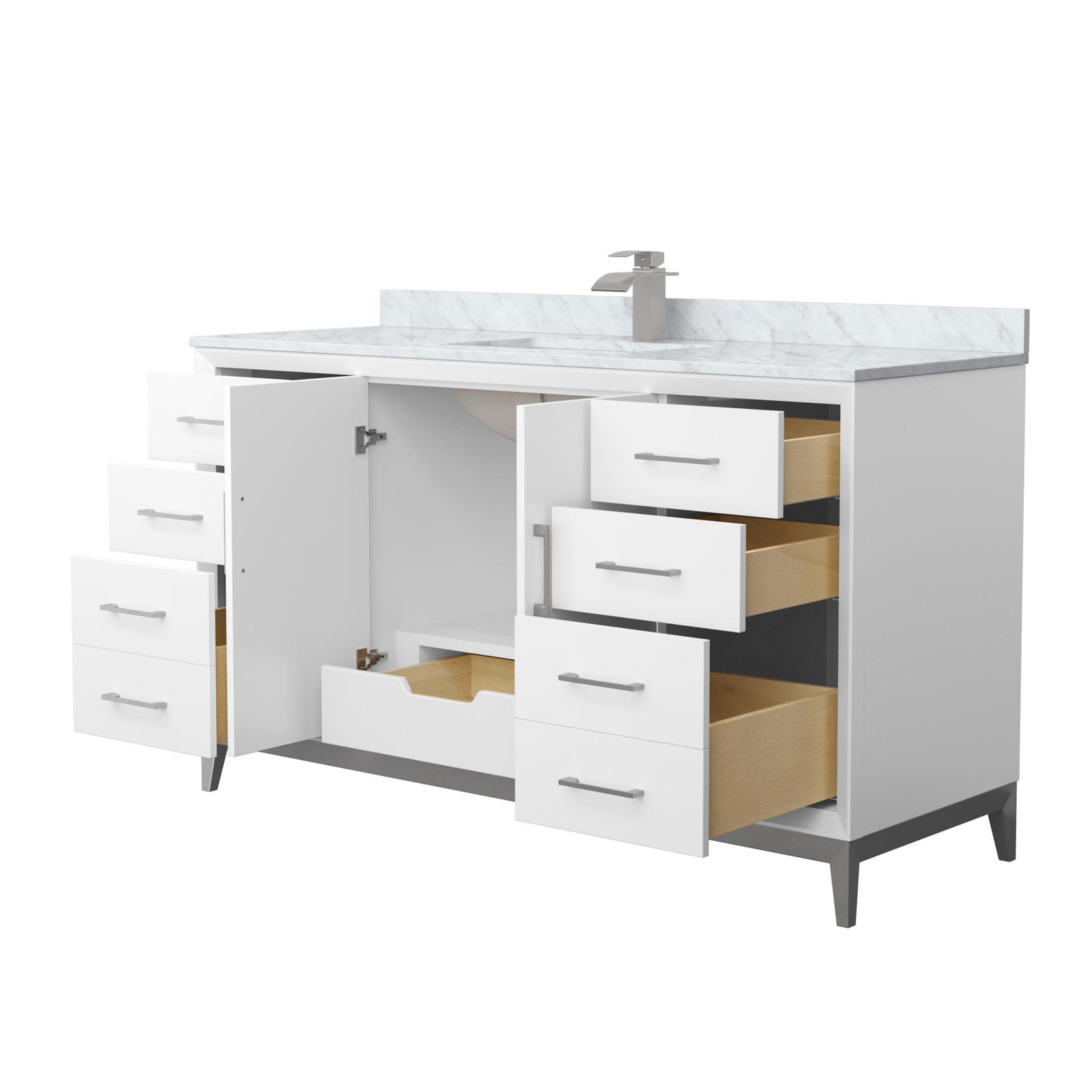 Wyndham Collection WCH818160S-CMUNS-MXX Amici 60″ – White / Brushed Nickel