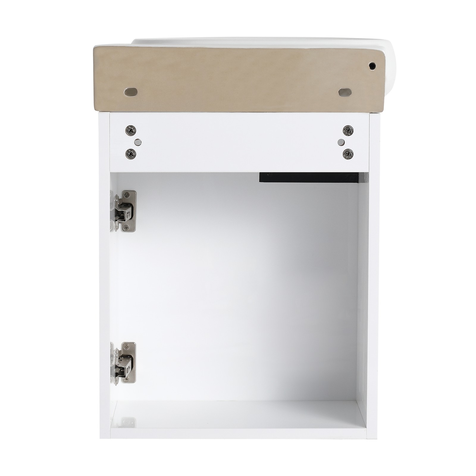 16″ Plywood Freestanding Bathroom Vanity Ceramic Sink Basin +Storage Rack White