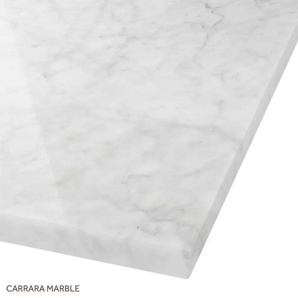 37″ x 19″ 2cm Narrow Marble Top for Undermount Sink-Single Hole-Carrara