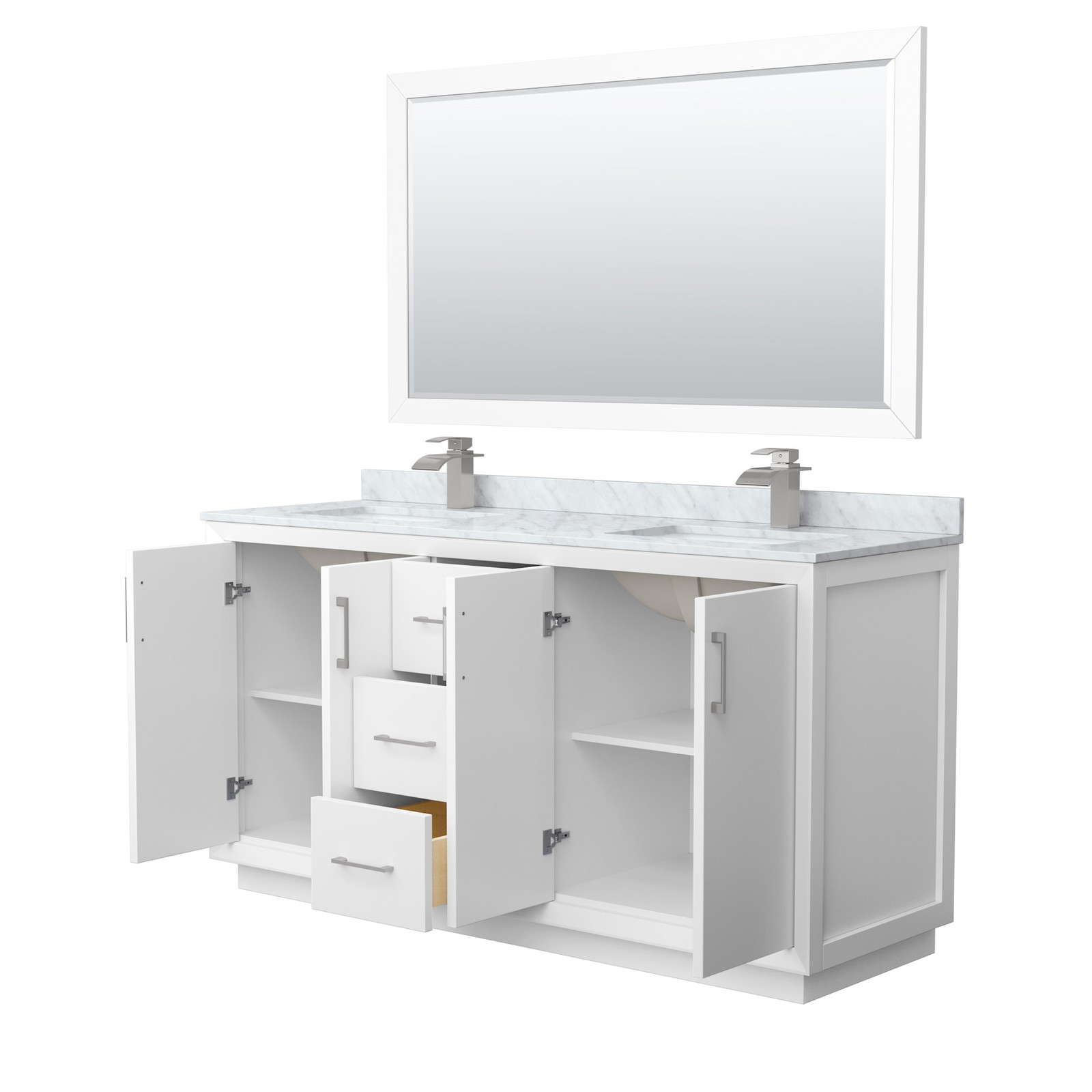 Wyndham Collection WCF414166D-NAT-UNSM58 Strada 66″ – Dark Gray / Brushed Nickel