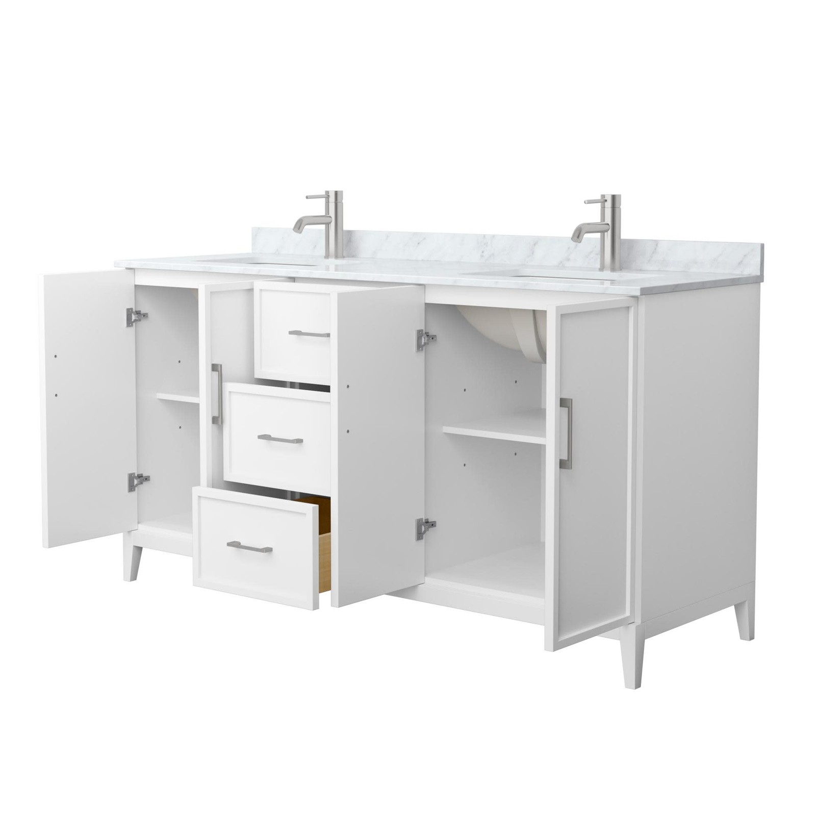 Wyndham Collection WCH717166D-CM-UNSMXX Elan 66″ – White Oak / Brushed Nickel
