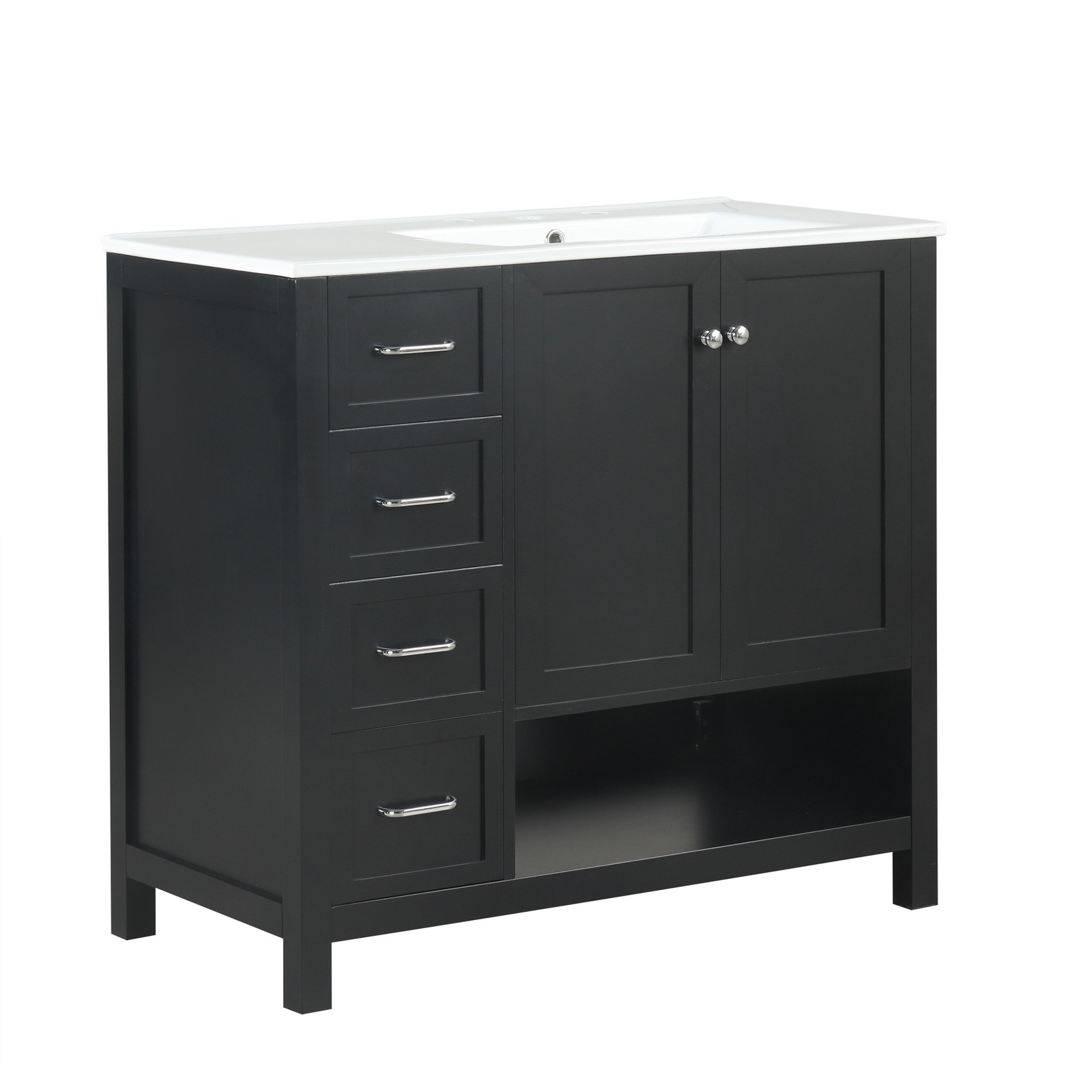 36″ Bathroom Vanity with Sink Top, Cabinet, Two Doors & Two Drawers