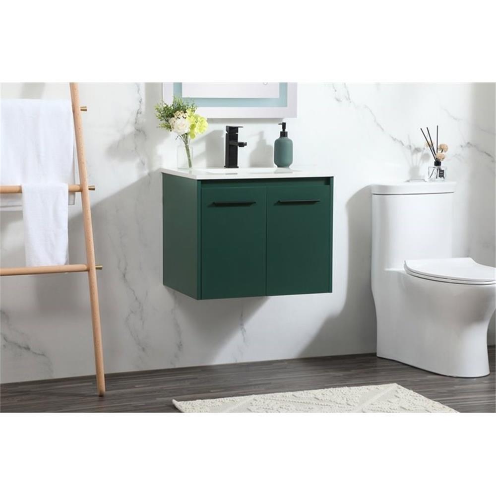 Elegant Decor Penn 24″ Aluminum Alloy MDF Single Bathroom Vanity in Green