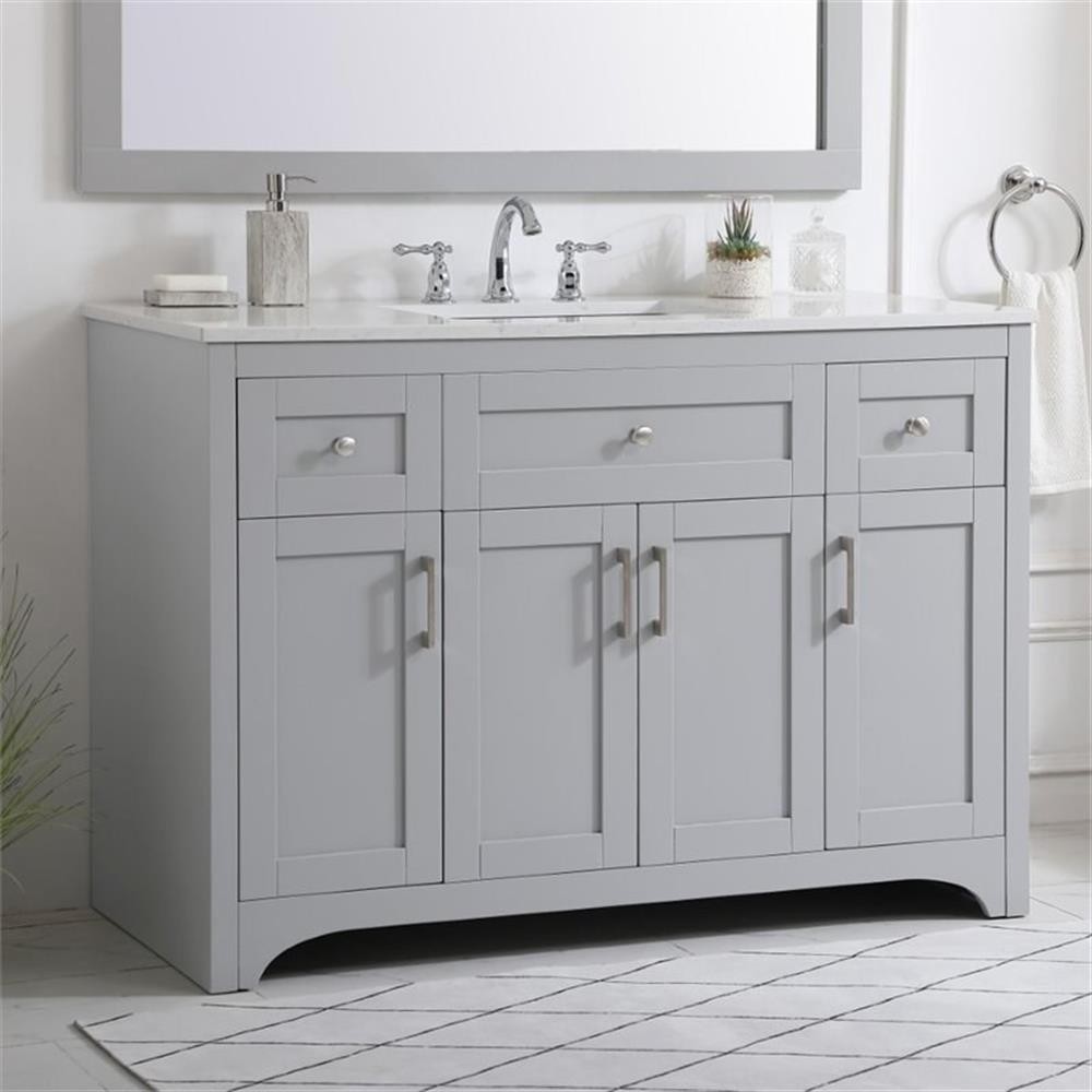 Elegant Decor Moore 48″ Single Quartz Top Bathroom Vanity in Gray
