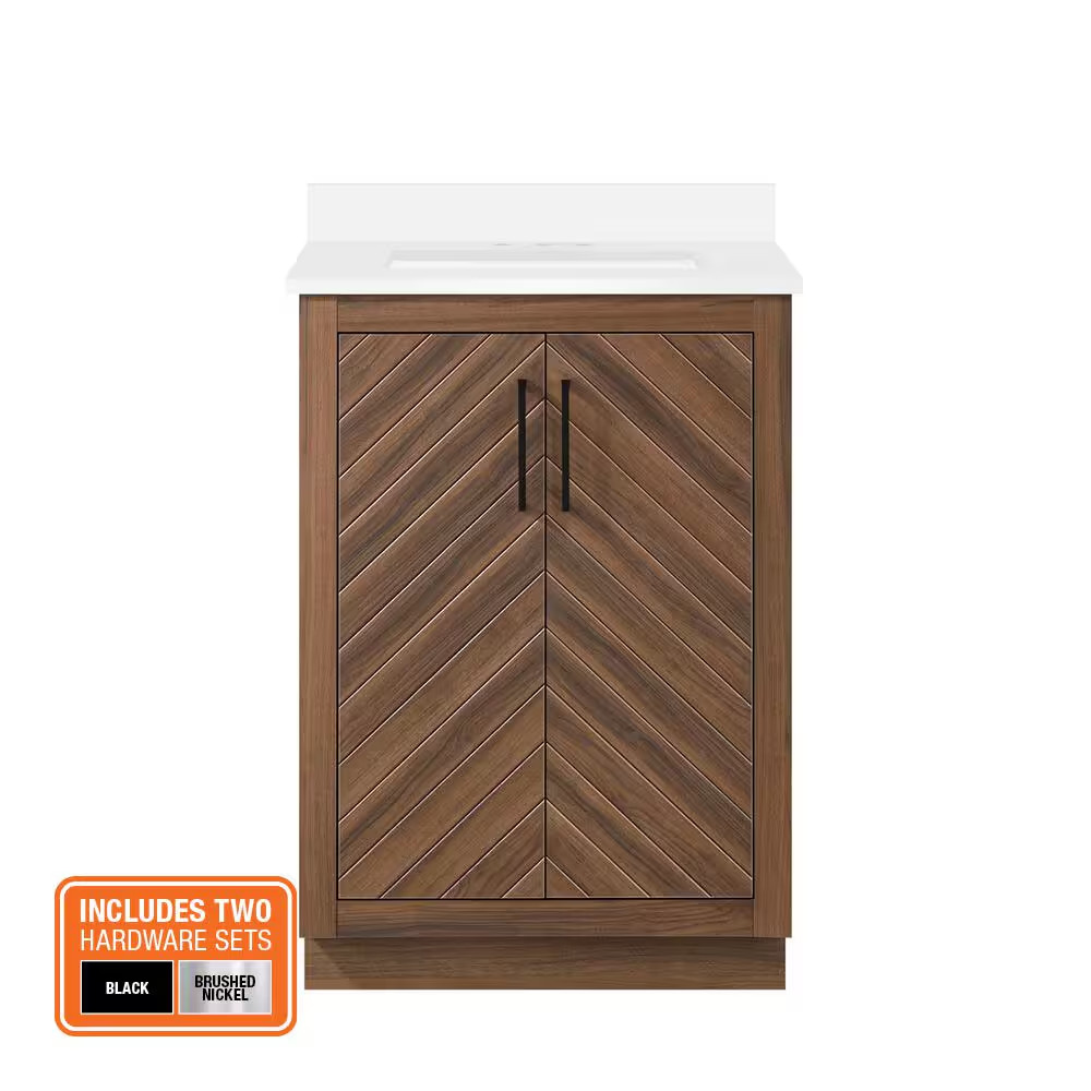 Huckleberry 24 In. Single Sink Freestanding Spiced Walnut Bath Vanity with White