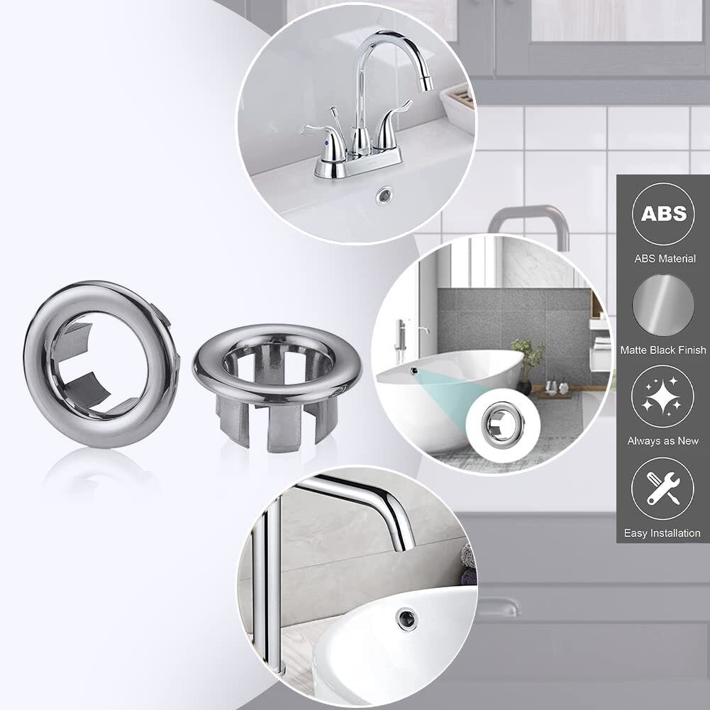 Bathroom Basin Sink Double Ring Hole Overflow Covers Chromed for Ceramic Sinks