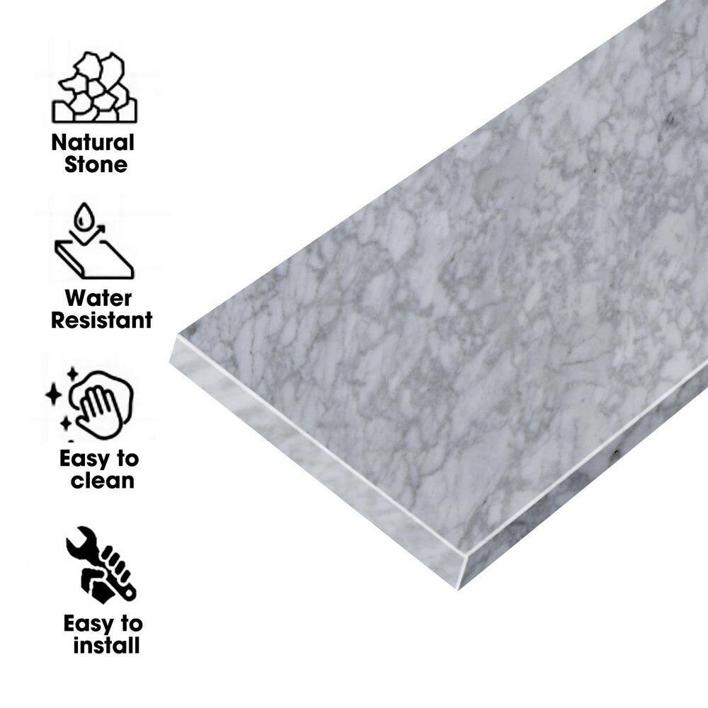 LANDOLT 36 in. W Marble Vanity Backsplash in Carrara White