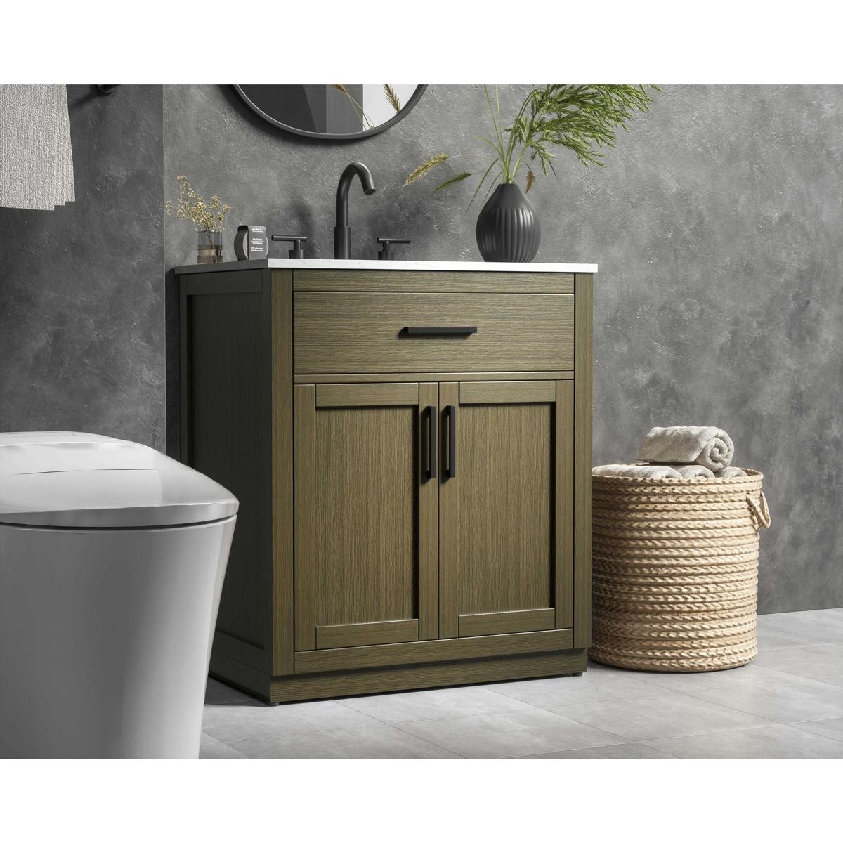 Elegant Lighting VF29730MCB Alden Vanity Chestnut Brown