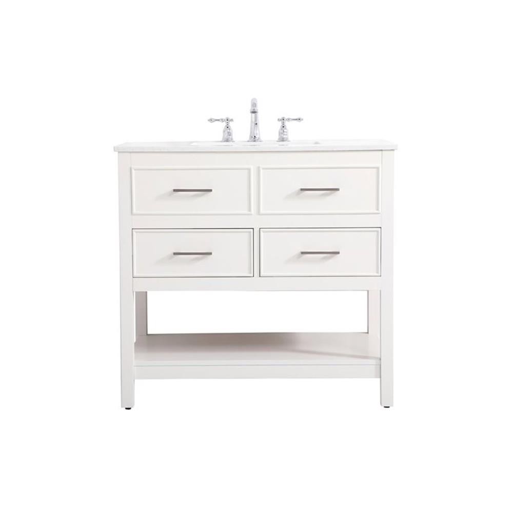 Pemberly Row 36″ Aluminum Alloy & MDF Single Bathroom Vanity in White