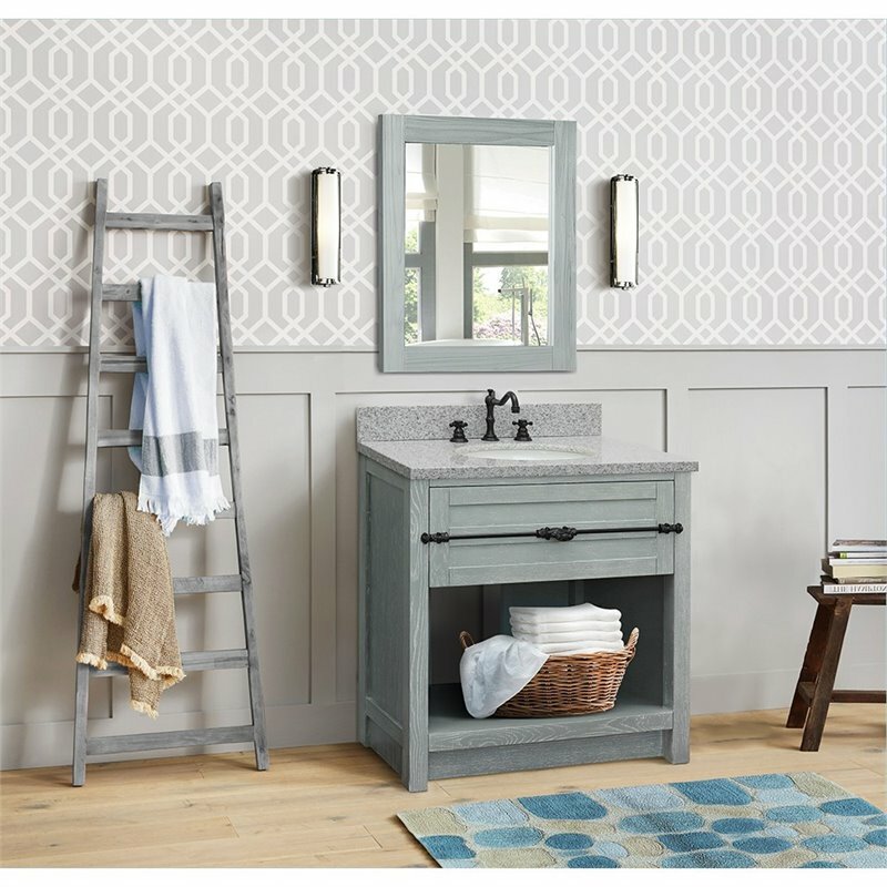 Plantation 31″ Modern Single Oval Sink Solid Wood Vanity in Gray Ash