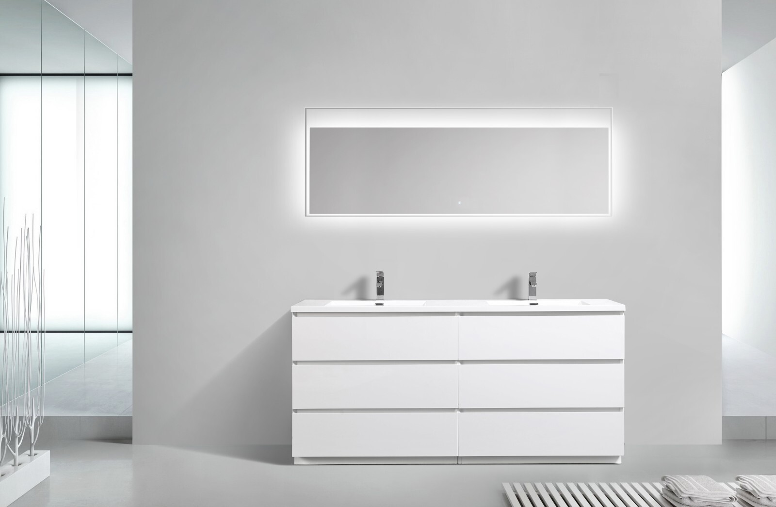 ANGELES 72″ FREESTANDING BATH VANITY WITH DOUBLE REINFORCED ACRYLIC SINKS