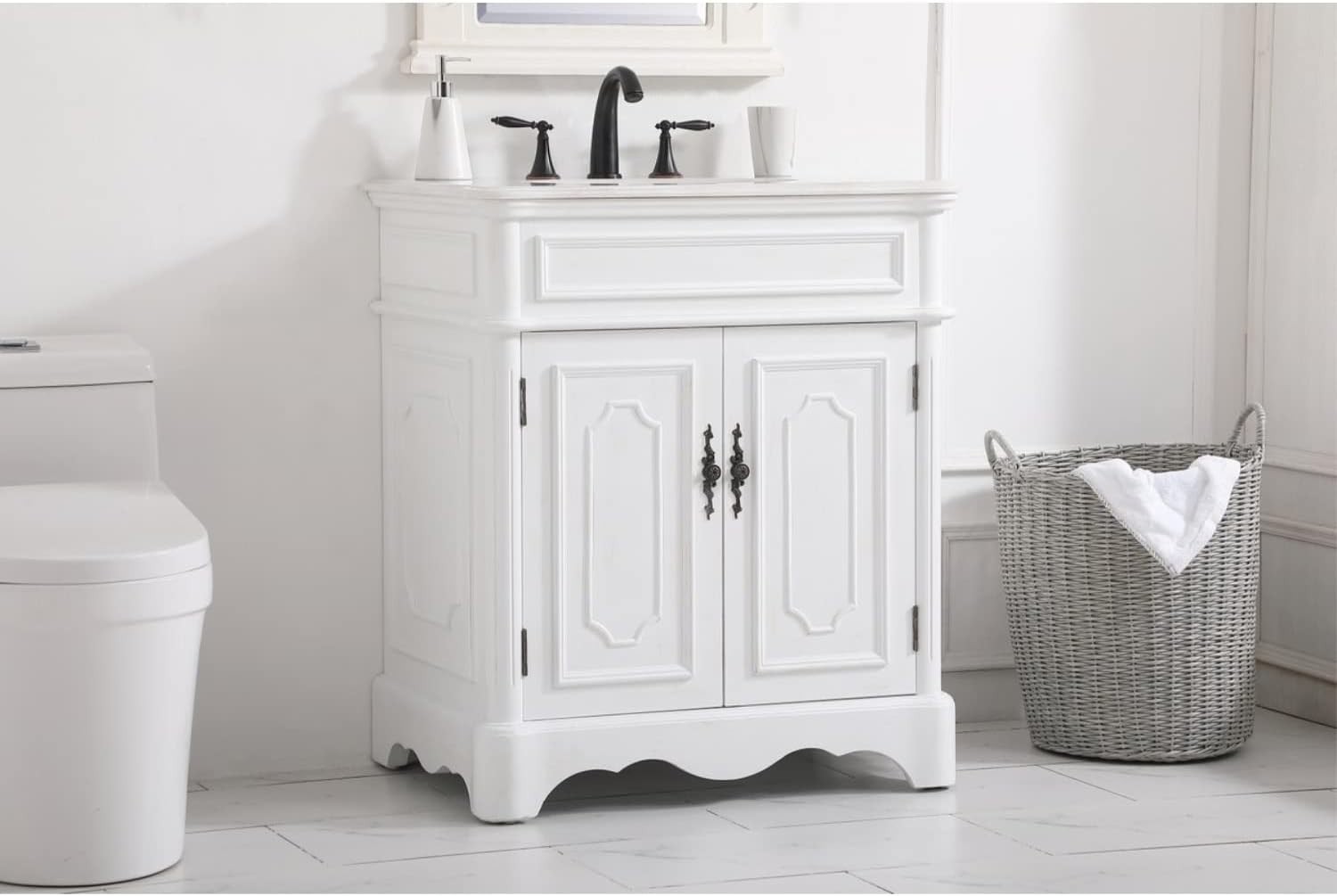 Elegant Lighting – VF30430AW – 30 inch single bathroom vanity in Antique White