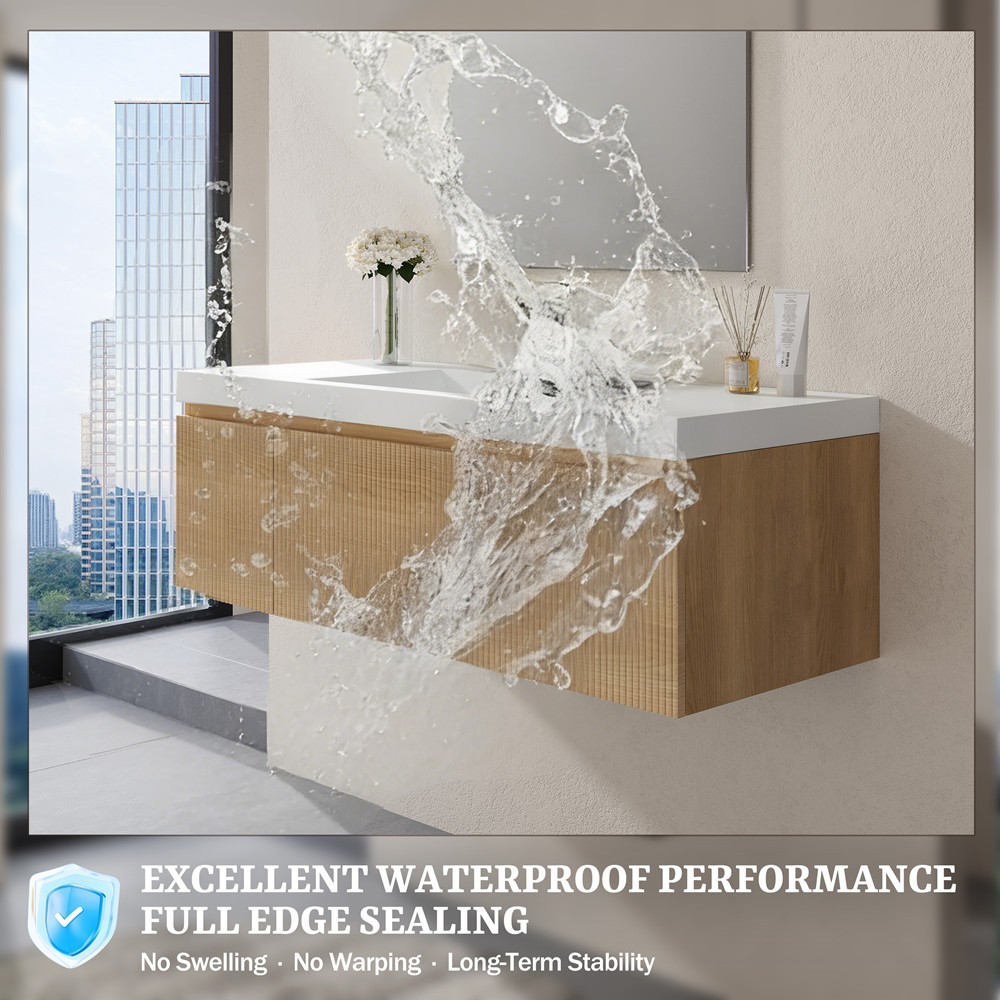 48″ Wall Mounted Bathroom Vanity w/Sink, Floating Vanity Cabinet, Drawer, Door