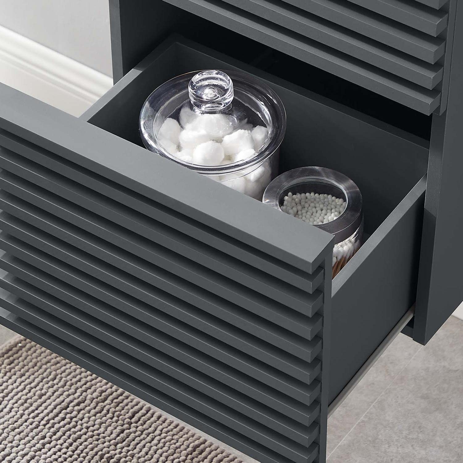 Modway Render 17″ MDF Wood Wall-Mount Bathroom Vanity Cabinet in Gray