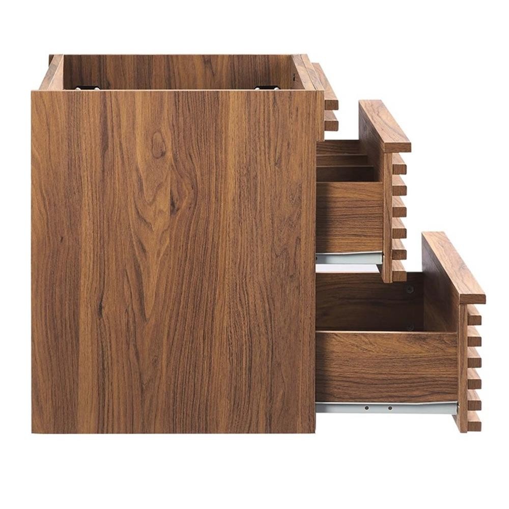 Pemberly Row 23.5″ MDF Wood Wall-Mount Bathroom Vanity Cabinet in Walnut