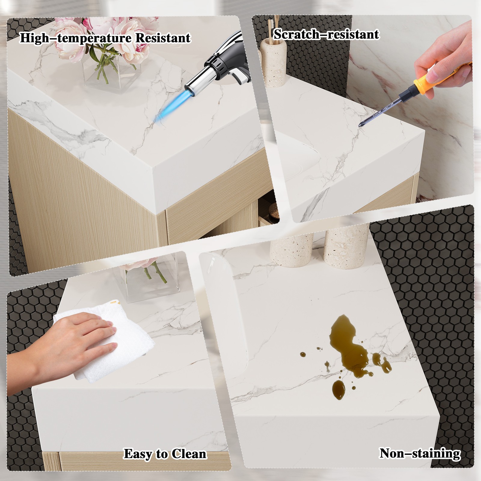 29.9″ Floating Bathroom Vanity with Sintered Stone Top & Ceramic Sink