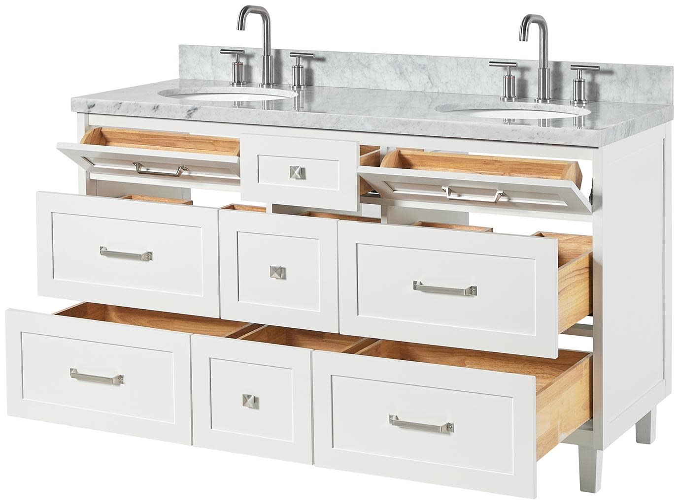 Ariel B61DCWOVO Monroe 61″ – Midnight Blue / Italian Carrara Marble Top /