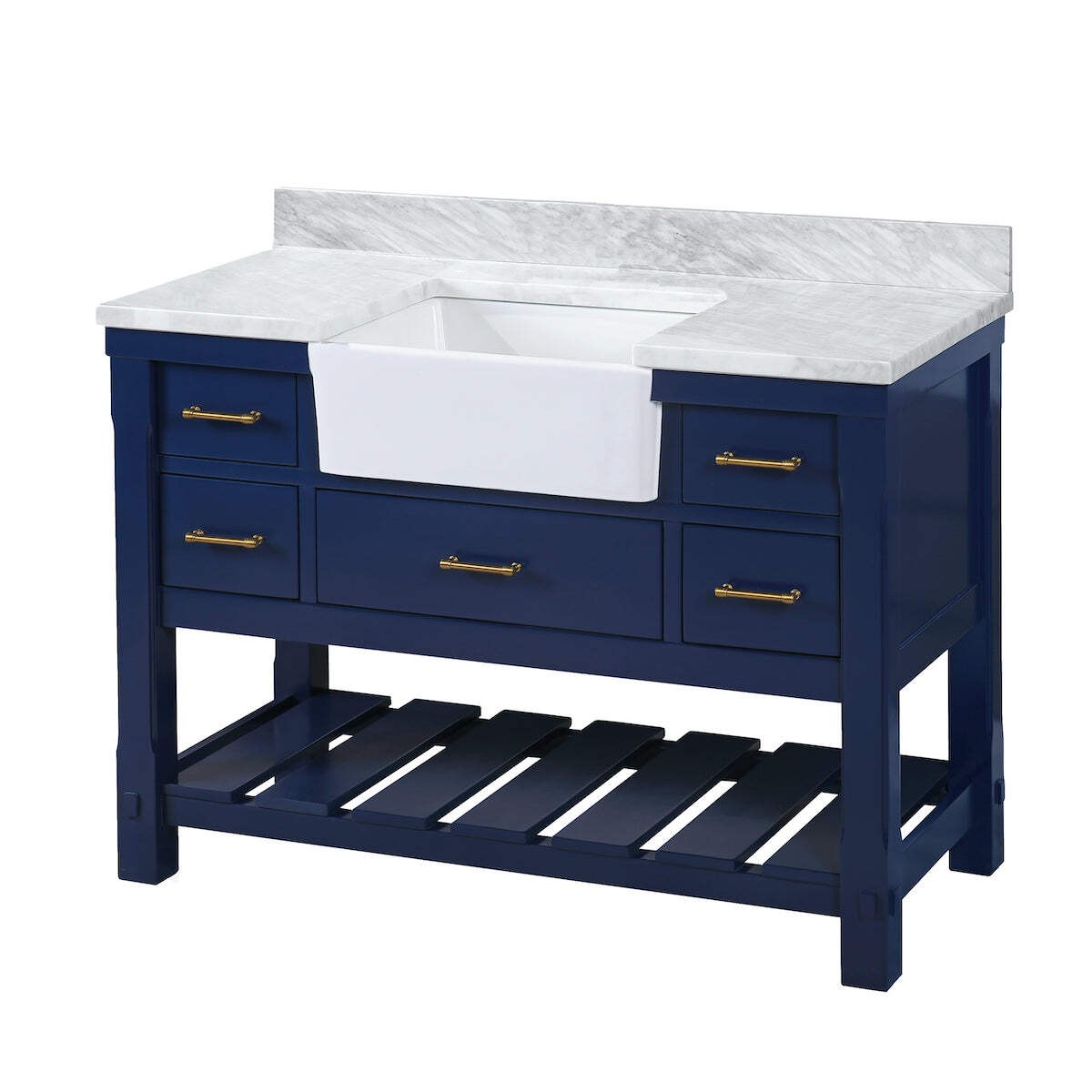 Charlotte 48-inch Farmhouse Vanity with Carrara Marble Top