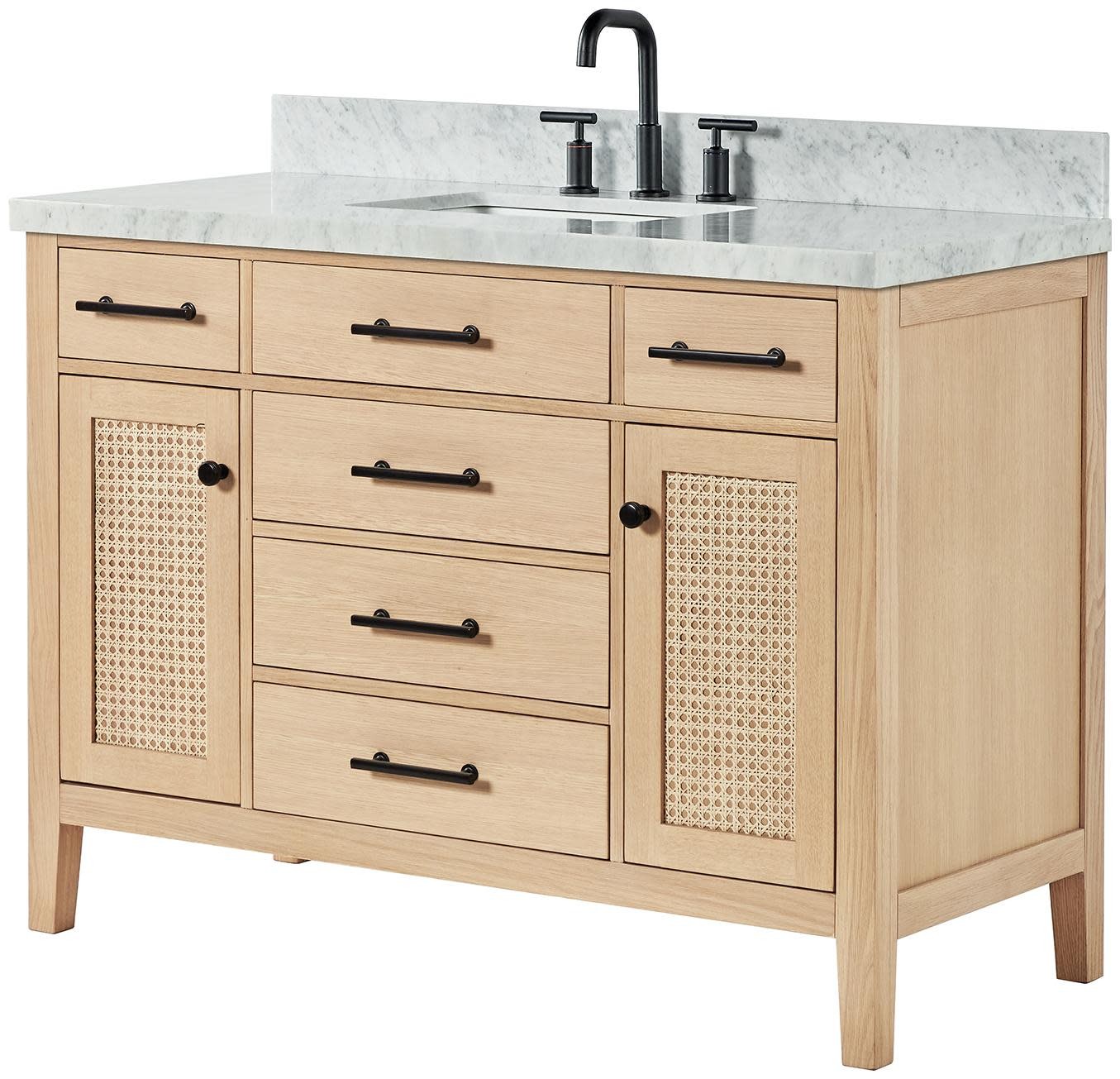 Ariel C49CWRVO Camila 49″ – Oak / Italian Carrara Marble Top / Matte Black