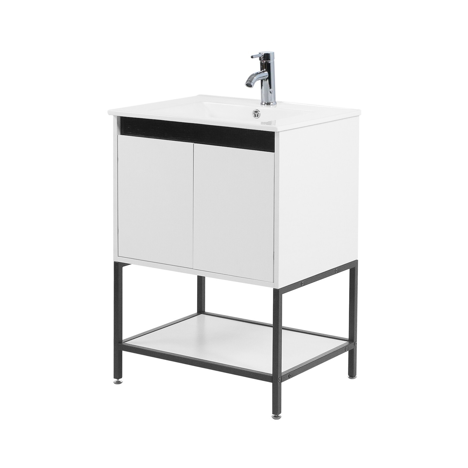 24″ Bathroom Vanity Combo Storage Cabinet FloorStanding w/Sink Faucet Set