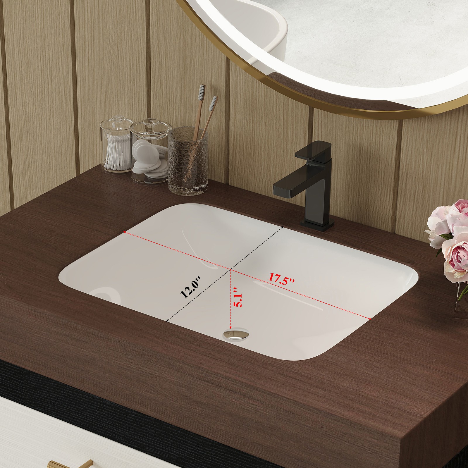 Modern Bathroom Vanity with Sintered Stone Top & Ceramic Sink