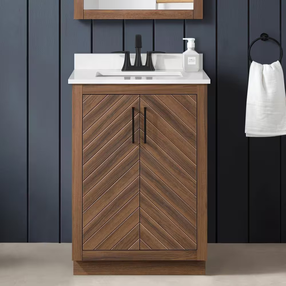 Huckleberry 24 In. Single Sink Freestanding Spiced Walnut Bath Vanity with White