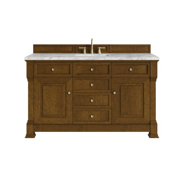 60″ James Martin Brookfield 547-V60S-HNO-3CAR Vanity Cabinet Carrara Marble Top