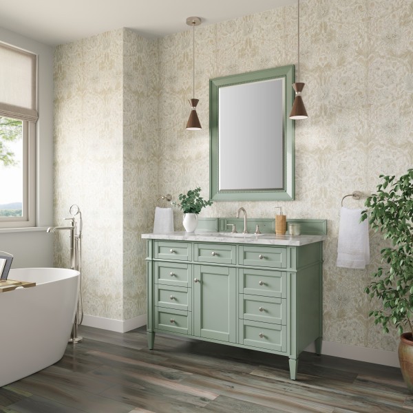 48″ James Martin Brittany 650-V48-SGR-3CAR Vanity Cabinet 3CM Carrara Marble Top