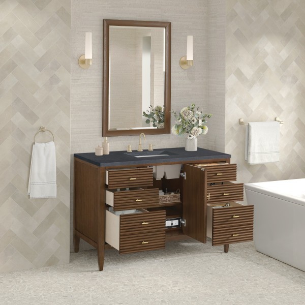 48″ James Martin Myrrin 485-V48-WLT-3CSP Vanity Cabinet Charcoal Soapstone Top