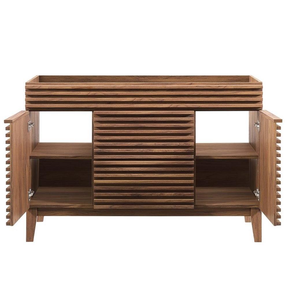 Modway Render 47″ Plastic and Wood Bathroom Vanity Cabinet in Walnut
