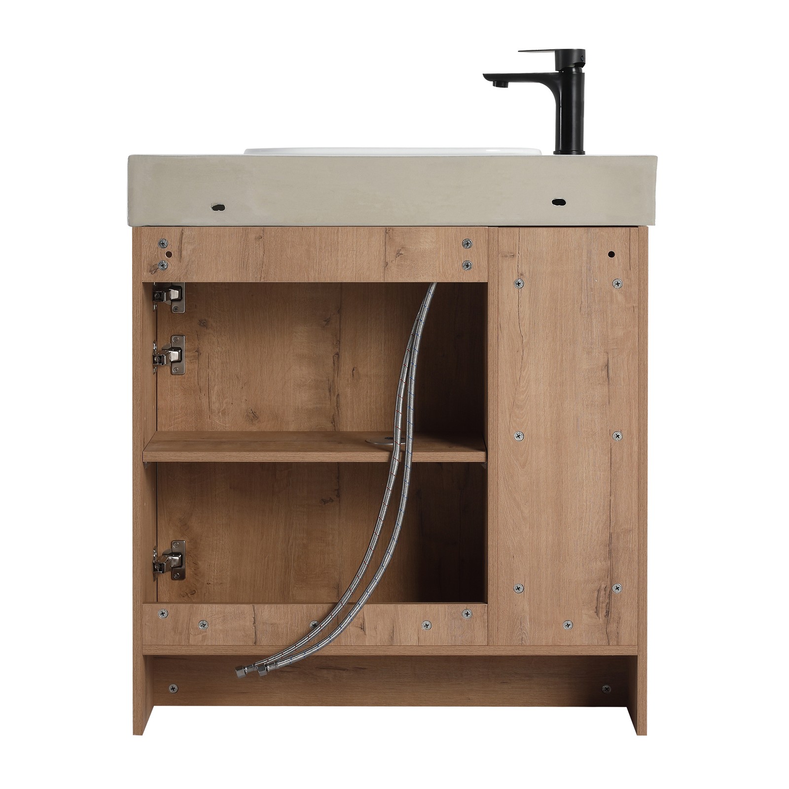 30in Plywood Freestanding Bathroom Vanity W/ Ceramic Sink Storage Door Shelf Oak