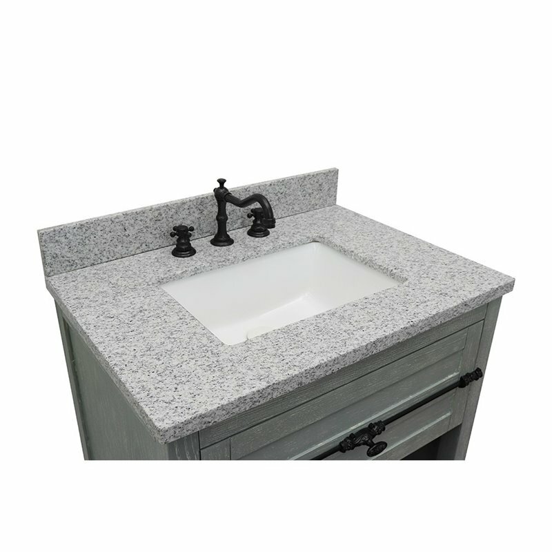 Plantation Single Rectangle Sink Solid Wood Vanity in Gray Ash