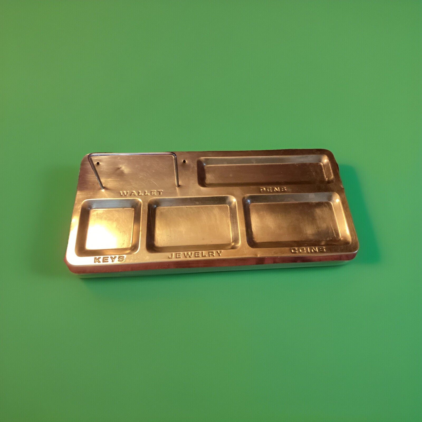 Valet Tray Vintage Brass Wallet Pens Jewelry Keys Coins Holder 12×5.5″ Decor