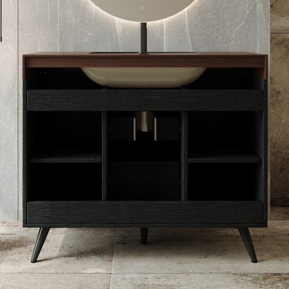 36″ Modern Bathroom Vanity w/ Sintered Stone Top, Ceramic Sink & Smart Storage