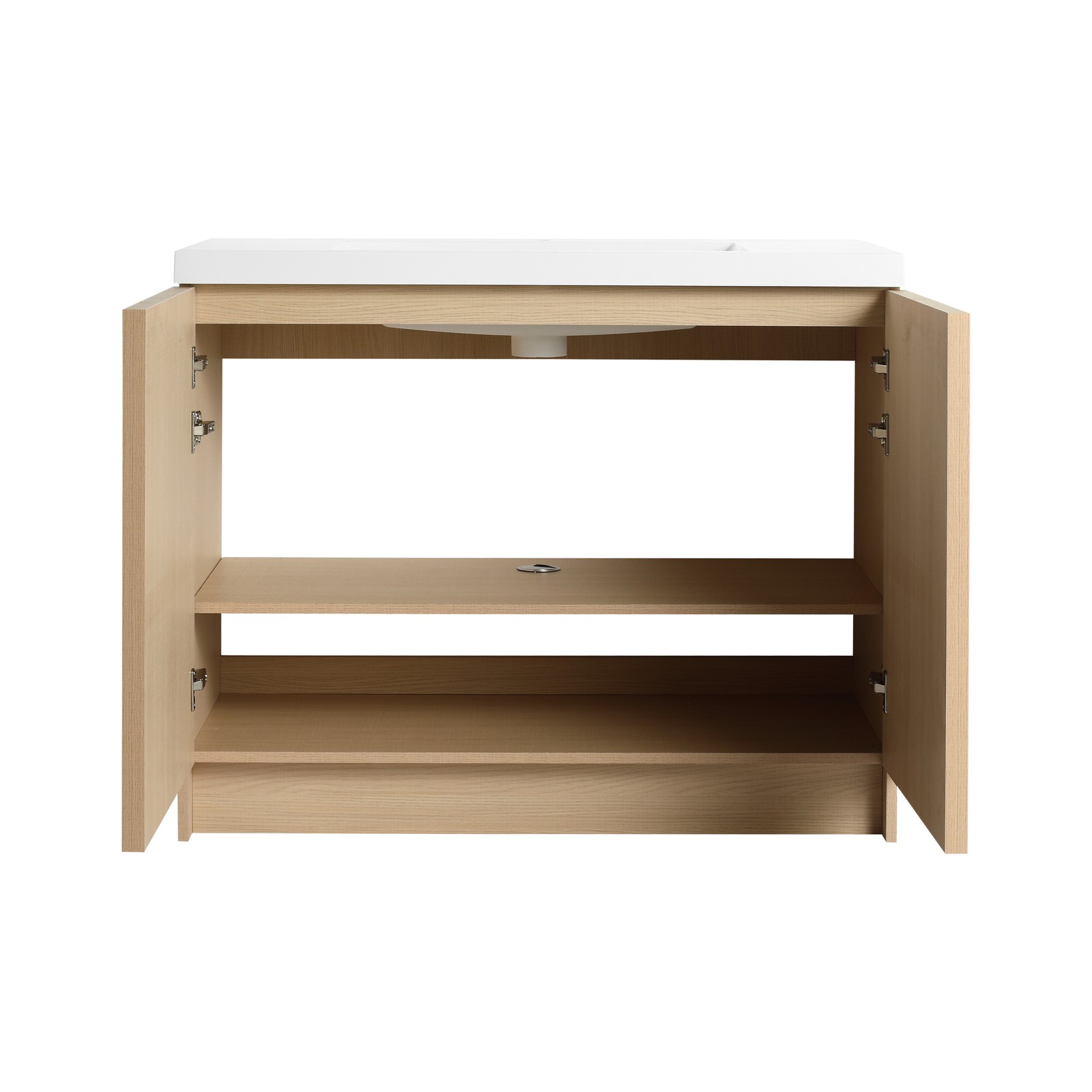 42 Inch Plywood Freestanding Bathroom Vanity Cabinet 2 Doors With Resin Sink Oak