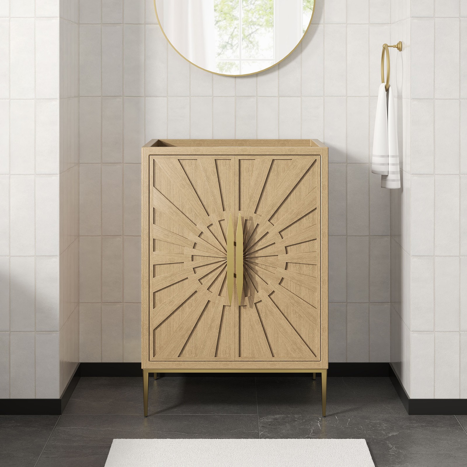 Modway Awaken 24″ Bathroom Vanity Cabinet in Oak – Sink Basin Not Included