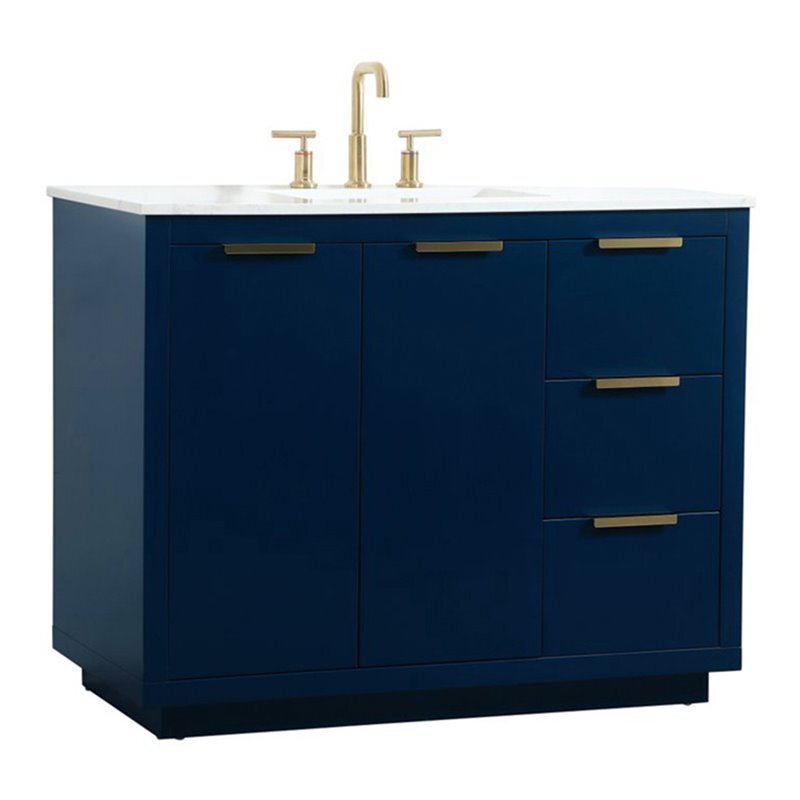 Elegant Decor Blake 42″ Aluminum Alloy MDF Single Bathroom Vanity in Blue